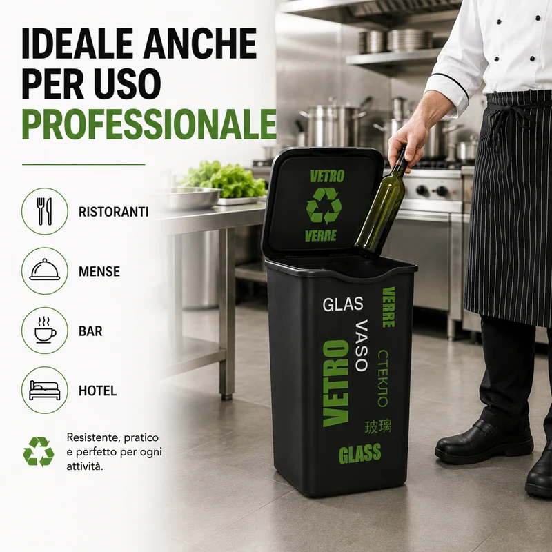Set 4 Pattumiere da 50 Litri per Raccolta Differenziata Bidone 37,5×36×53,5 cm