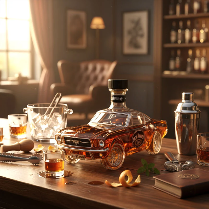 Whiskey decanter shaped like a sports car for home bar
