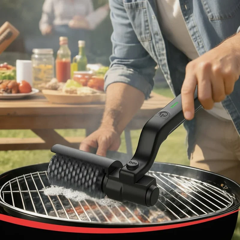 Grillborstel – Elektrische reinigingsborstel met 3 standen en ergonomisch handvat