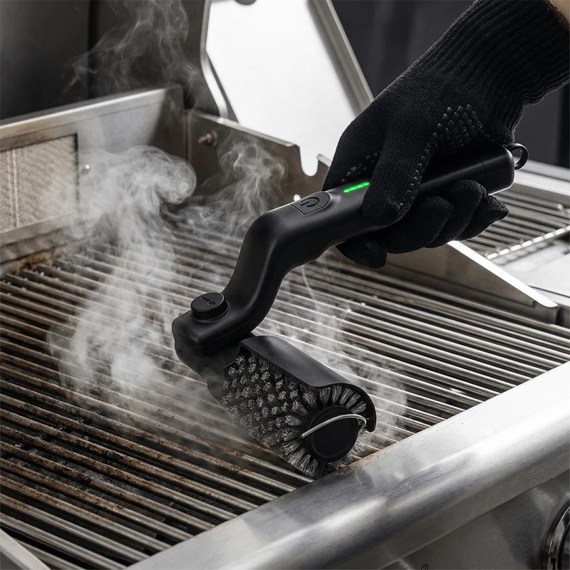 Grillborstel – Elektrische reinigingsborstel met 3 standen en ergonomisch handvat