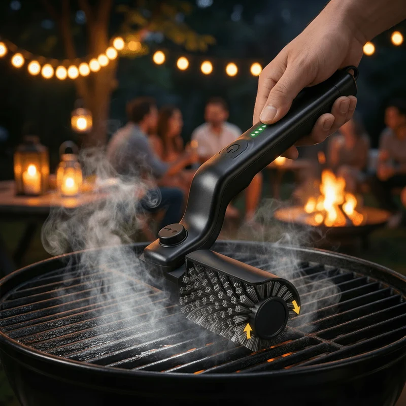Grillborstel – Elektrische reinigingsborstel met 3 standen en ergonomisch handvat