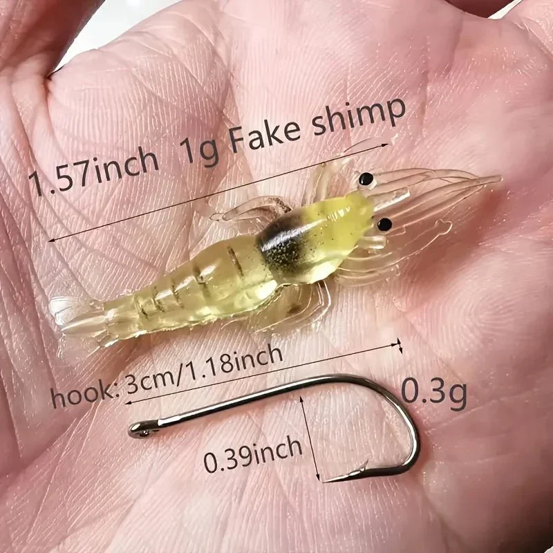 Garnalen Kunstaas – Realistisch Aas met Lichtgevend Effect en Scherpe Haak