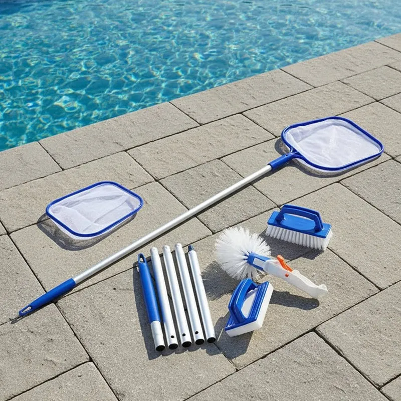 Zwembad Reinigingsset – Complete Set met Aluminium Steel en Verwisselbare Opzetstukken