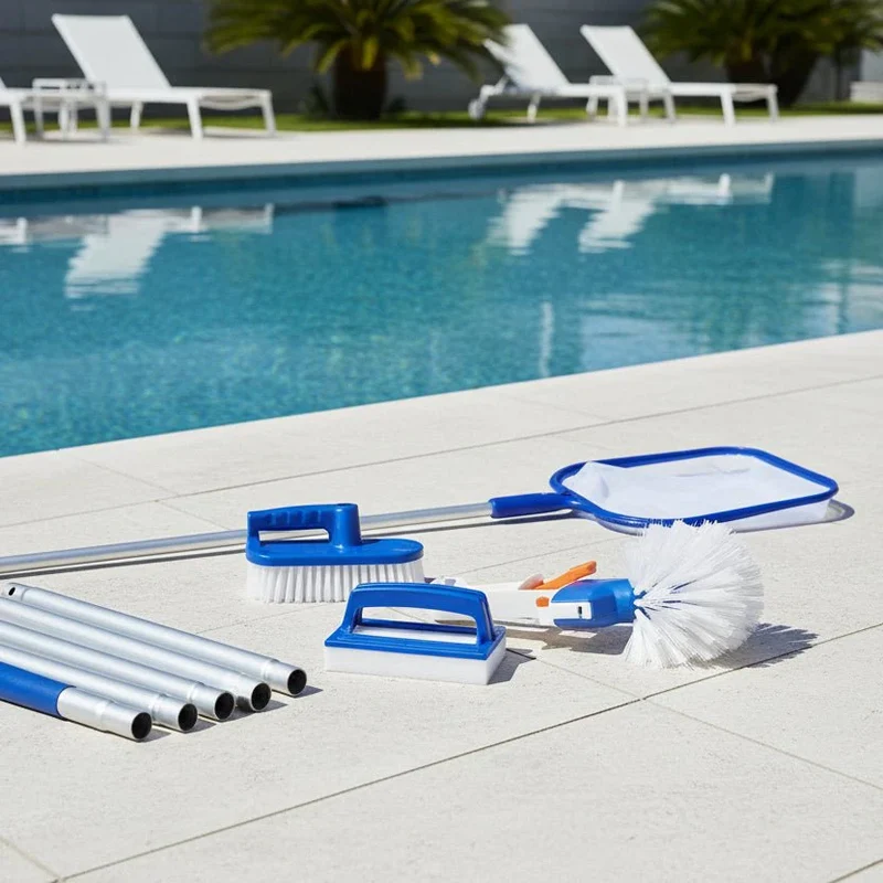 Zwembad Reinigingsset – Complete Set met Aluminium Steel en Verwisselbare Opzetstukken