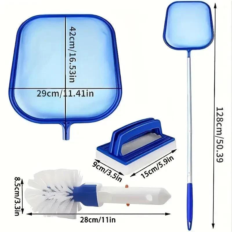 Zwembad Reinigingsset – Complete Set met Aluminium Steel en Verwisselbare Opzetstukken