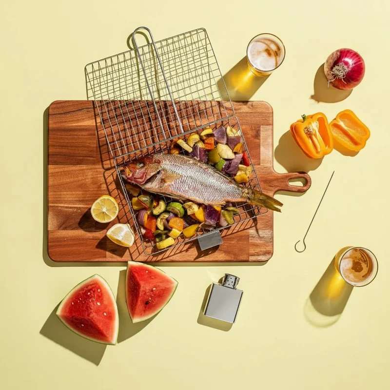 Grillmand – RVS grillrooster voor vis, groenten en kleine barbecuegerechten