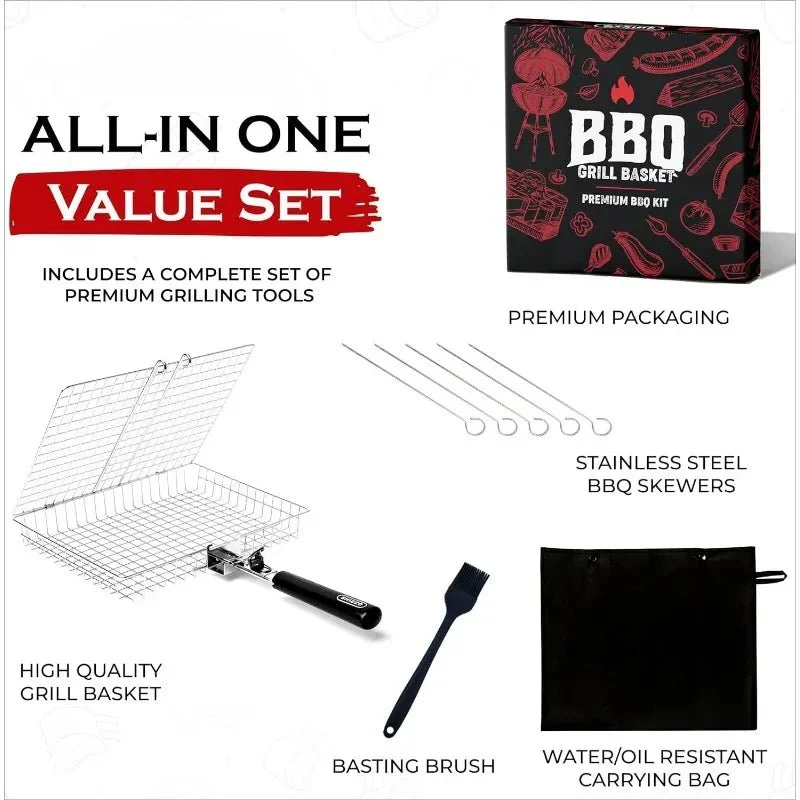 Grillmand – RVS grillrooster voor vis, groenten en kleine barbecuegerechten