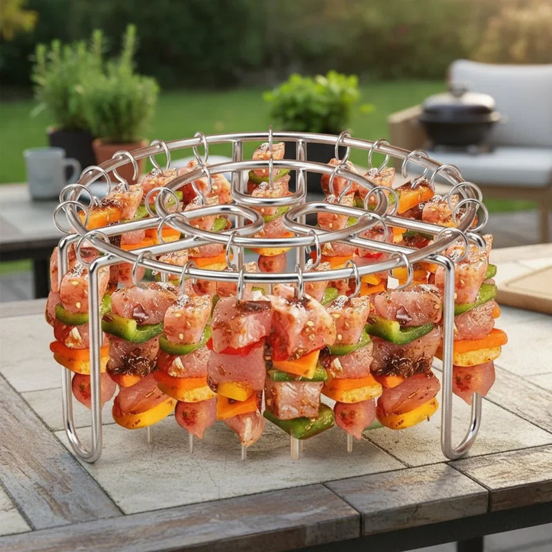 Spiezenrek – RVS grillhouder voor gelijkmatig grillen met spieshouder