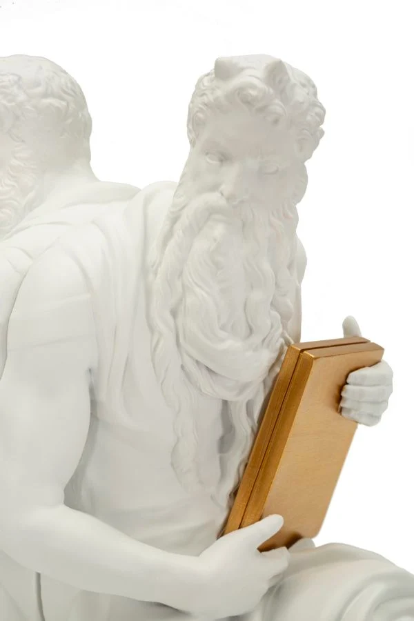 Fermalibro Poseidone 25,5x15x22,3 cm in Resina Bianco e Oro