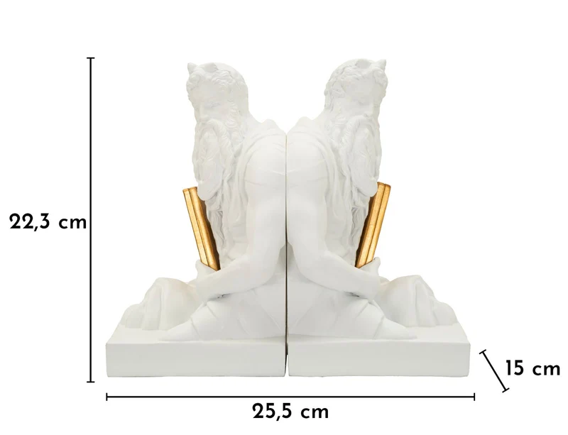 Fermalibro Poseidone 25,5x15x22,3 cm in Resina Bianco e Oro