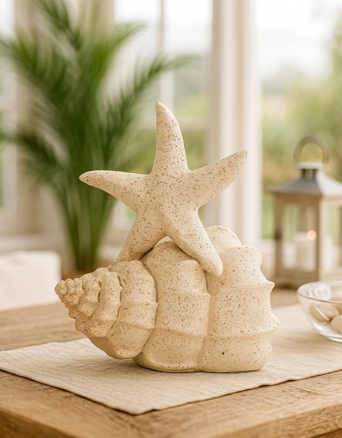 Decorazione Stella Marina Sand 18x13x21,2 cm in Resina Beige