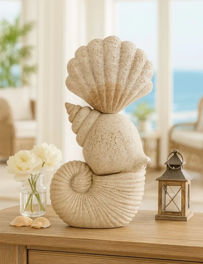 Decorazione Conchiglia Sand 17,2x10x30,2 cm in Resina Beige