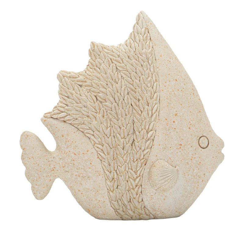 Decorazione Pesce Sand 16,7x6,5x16,8 cm in Resina Beige