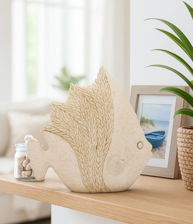 Decorazione Pesce Sand 16,7x6,5x16,8 cm in Resina Beige