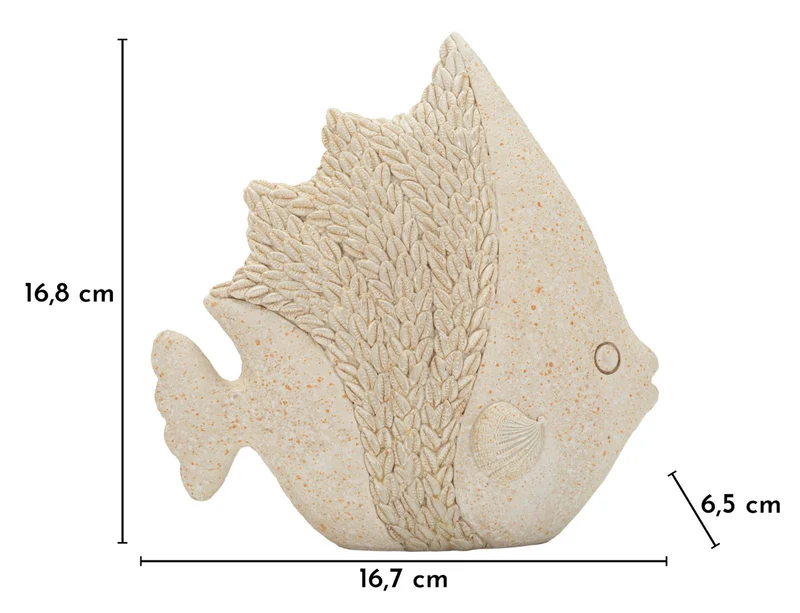 Decorazione Pesce Sand 16,7x6,5x16,8 cm in Resina Beige