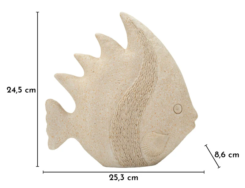 Decorazione Pesce Sand 25,3x8,6x24,5 cm in Resina Beige