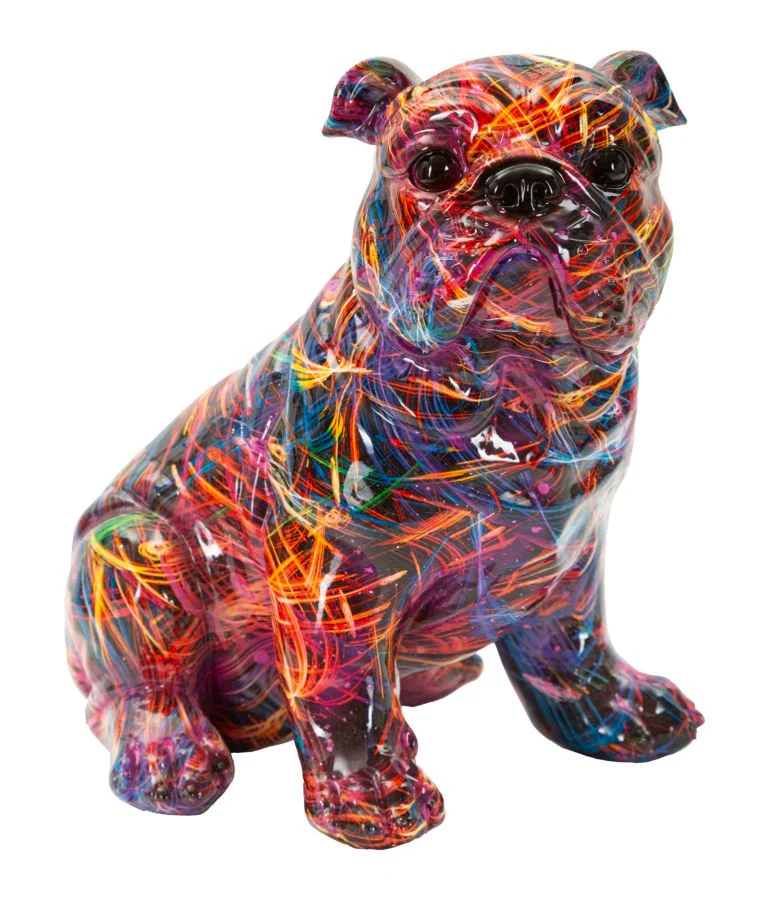 Decorazione Bull Dog Psyco 21,5x15,5x21 cm in Resina Multicolor