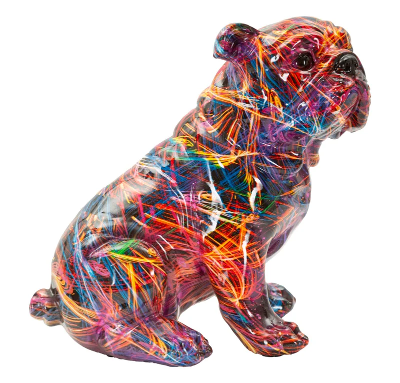 Decorazione Bull Dog Psyco 21,5x15,5x21 cm in Resina Multicolor