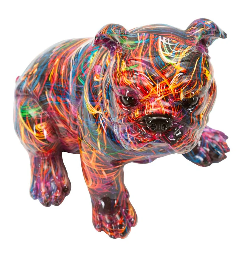 Decorazione Bull Dog Psyco 21,5x15,5x21 cm in Resina Multicolor