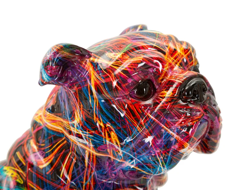 Decorazione Bull Dog Psyco 21,5x15,5x21 cm in Resina Multicolor