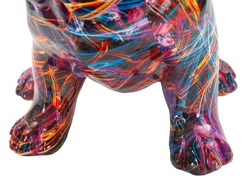 Decorazione Bull Dog Psyco 21,5x15,5x21 cm in Resina Multicolor