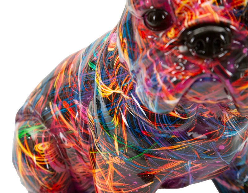 Decorazione Bull Dog Psyco 21,5x15,5x21 cm in Resina Multicolor
