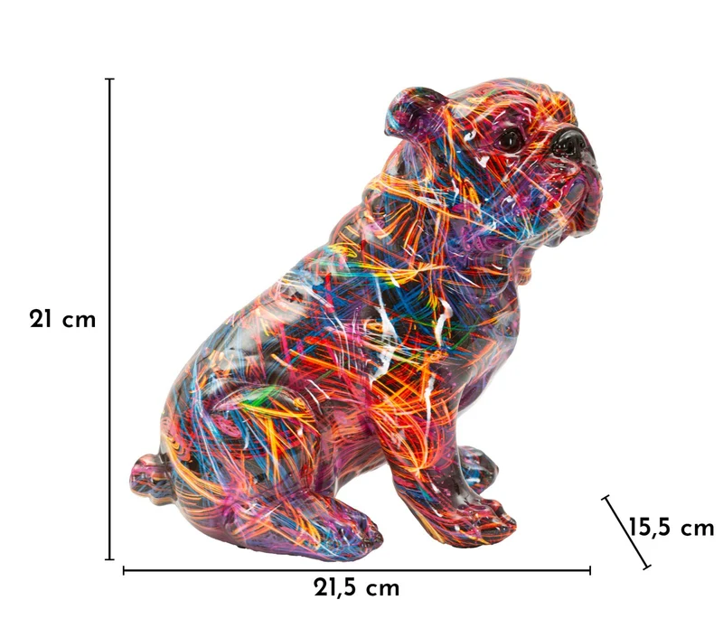 Decorazione Bull Dog Psyco 21,5x15,5x21 cm in Resina Multicolor