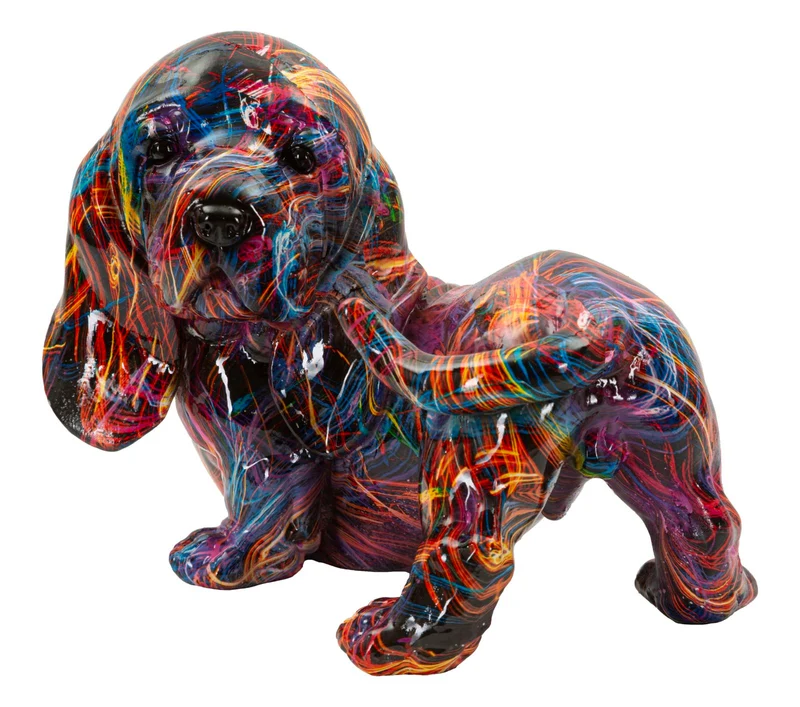 Decorazione Bassotto Psyco 20x14x16,5 cm in Resina Multicolor