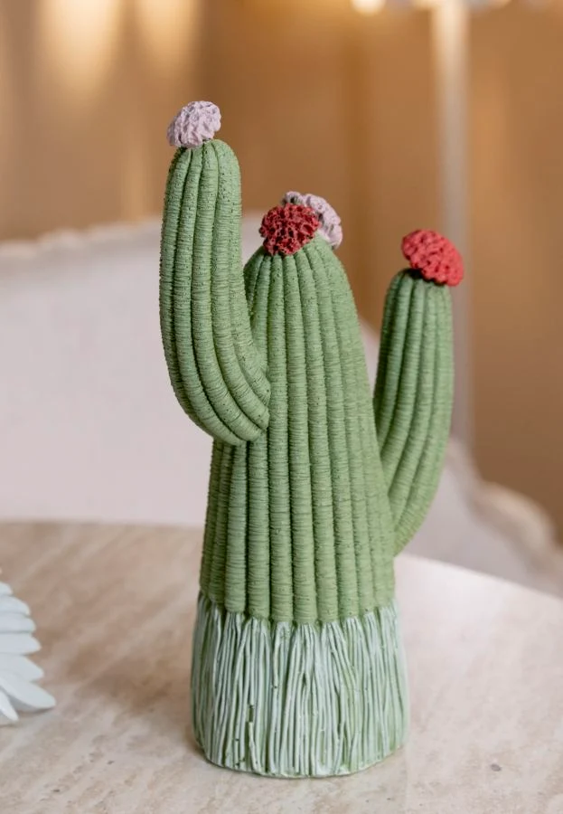 Cactus 10,5x6,5x20,5 cm in Resina Multicolor