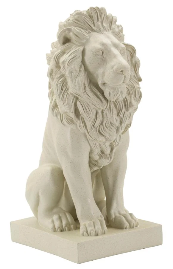 Decorazione Leone Stons 17,5x25x40 cm in Resina Crema
