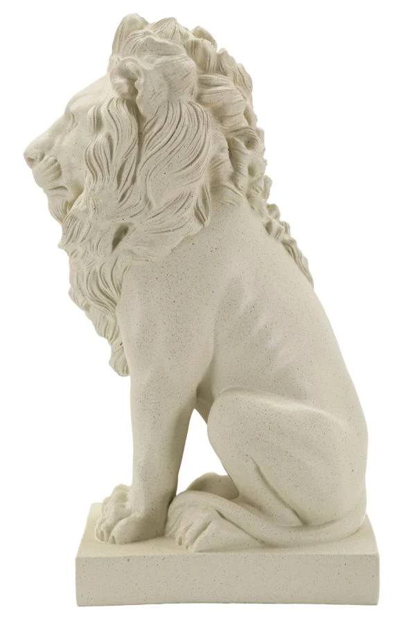 Decorazione Leone Stons 17,5x25x40 cm in Resina Crema
