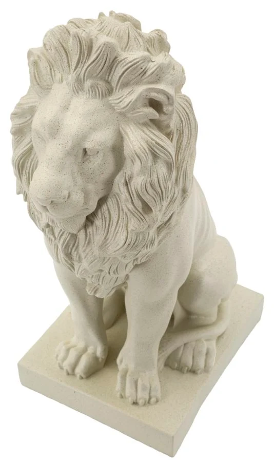 Decorazione Leone Stons 17,5x25x40 cm in Resina Crema