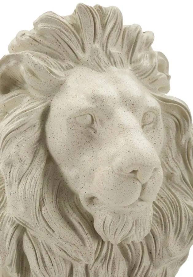 Decorazione Leone Stons 17,5x25x40 cm in Resina Crema