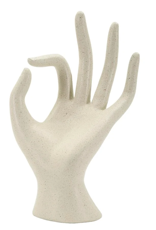 Scultura Ok Stons 14x10x24 cm in Resina Crema