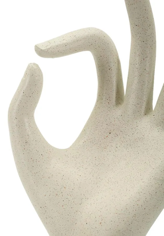 Scultura Ok Stons 14x10x24 cm in Resina Crema