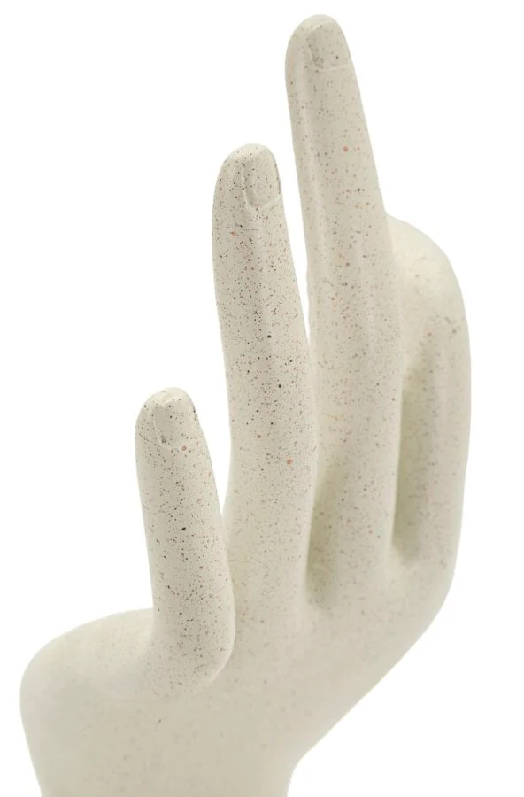 Scultura Ok Stons 14x10x24 cm in Resina Crema