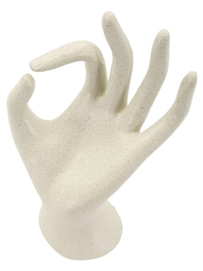 Scultura Ok Stons 14x10x24 cm in Resina Crema