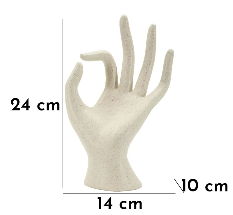 Scultura Ok Stons 14x10x24 cm in Resina Crema