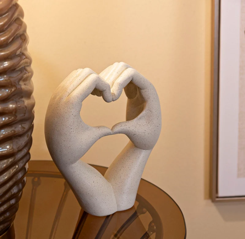 Scultura Love Stons 16,5x7x20 cm in Resina Crema