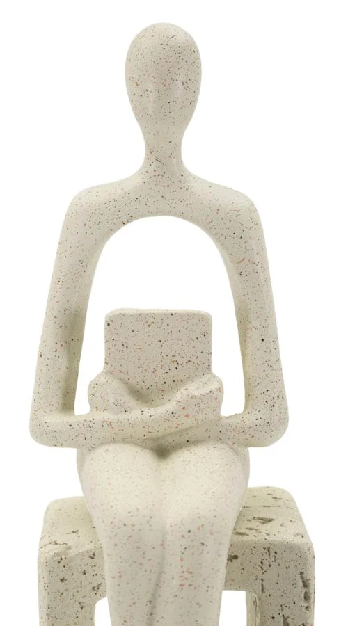 Statuetta Single Stons 8,5x6,5x24 cm in Resina Crema
