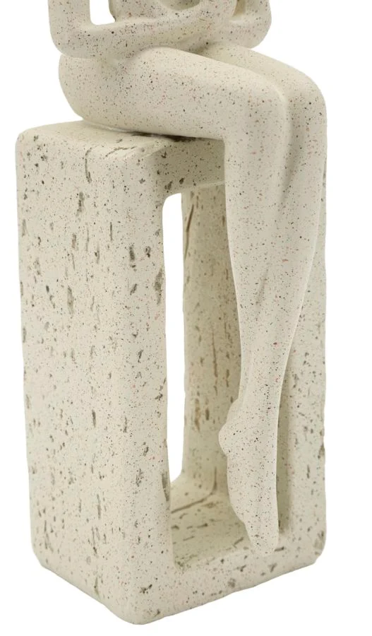 Statuetta Single Stons 8,5x6,5x24 cm in Resina Crema