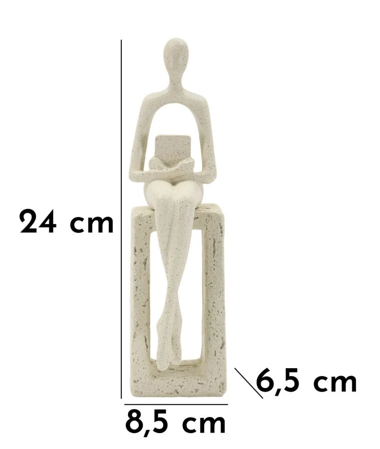 Statuetta Single Stons 8,5x6,5x24 cm in Resina Crema