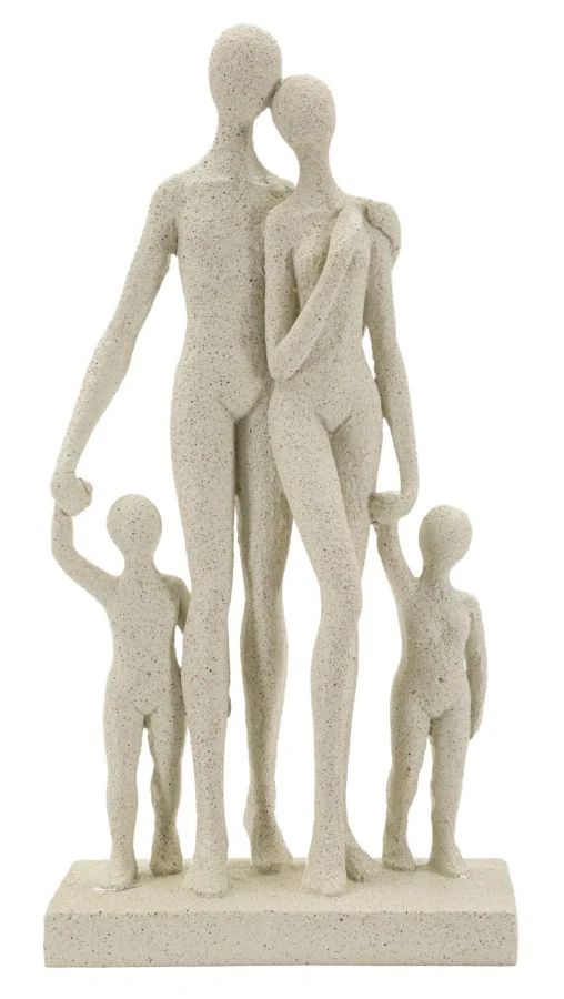 Statuetta Family Stons 16x8x30,5 cm in Resina Crema