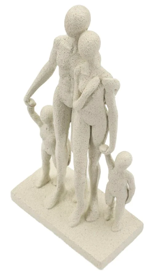 Statuetta Family Stons 16x8x30,5 cm in Resina Crema