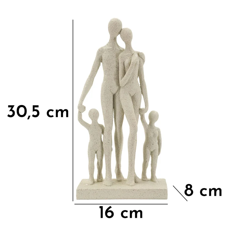 Statuetta Family Stons 16x8x30,5 cm in Resina Crema