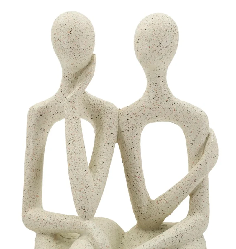 Statuetta Coppia Stons 11,5x9x25 cm in Resina Crema