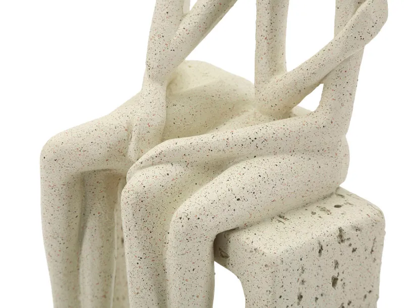 Statuetta Coppia Stons 11,5x9x25 cm in Resina Crema