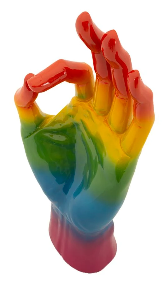 Decorazione Mano Rainbow Ok 16x10,5x36 cm in Resina Multicolor