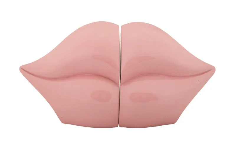 Fermalibri Bocca 27x9x13 cm in Resina Rosa