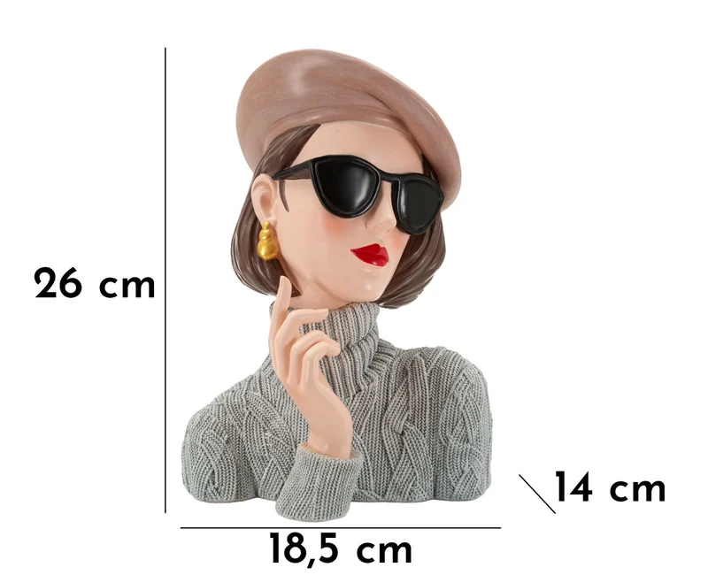 Decorazione Donna Paris 18,5x14x26 cm in Resina Multicolor